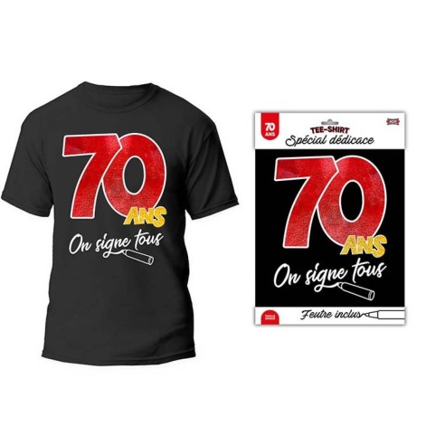 T-shirt à signer noir anniversaire 70 ans dédicace feutre inclus