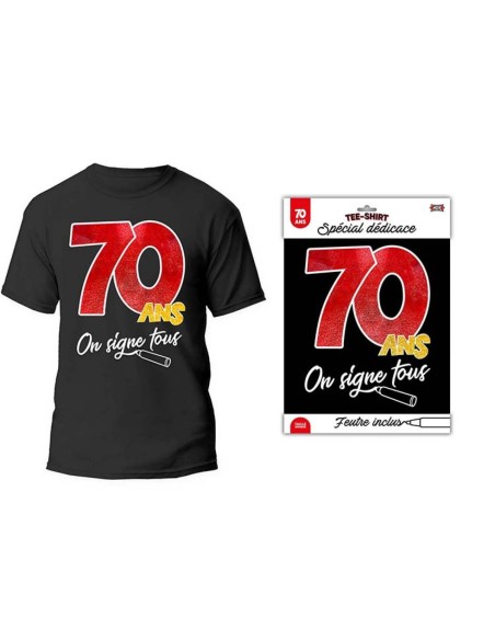 T-shirt à signer noir anniversaire 70 ans dédicace feutre inclus