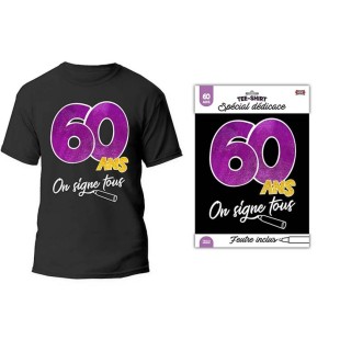 T-shirt à signer noir anniversaire 60 ans dédicace feutre inclus