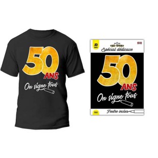 T-shirt à signer noir anniversaire 50 ans dédicace feutre inclus