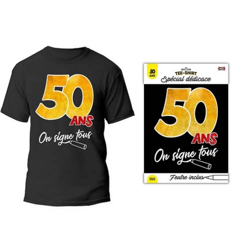 T-shirt à signer noir anniversaire 50 ans dédicace feutre inclus