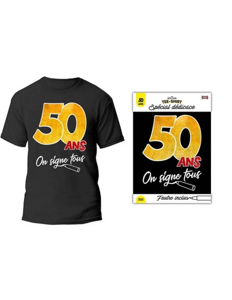 T-shirt à signer noir anniversaire 50 ans dédicace feutre inclus