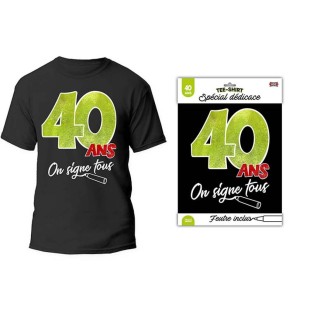 T-shirt à signer noir anniversaire 40 ans dédicace feutre inclus