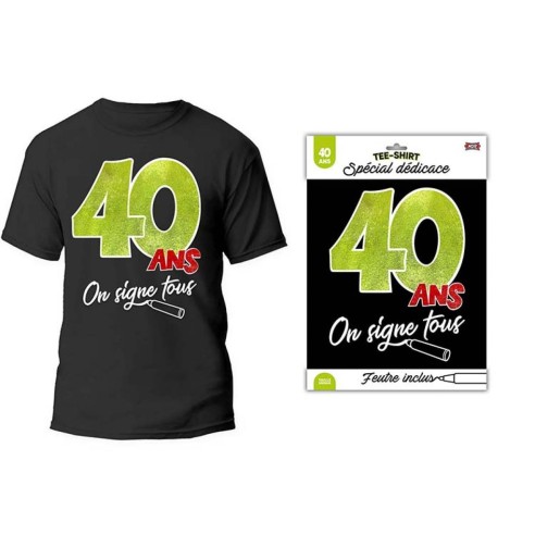 T-shirt à signer noir anniversaire 40 ans dédicace feutre inclus