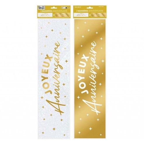 2 bannières couleur Joyeux Anniversaire 60cm déco de salle
