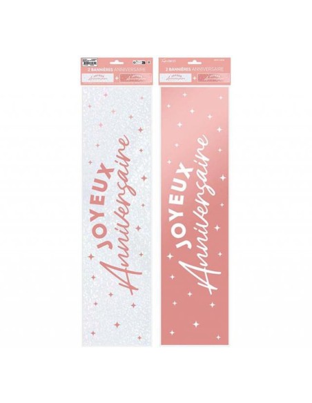 2 bannières couleur Joyeux Anniversaire 60cm déco de salle