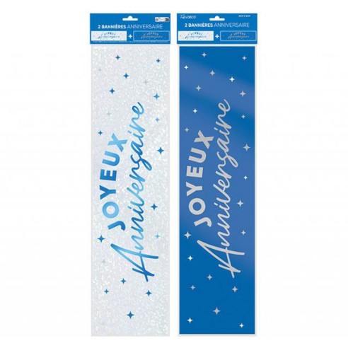 2 bannières couleur Joyeux Anniversaire 60cm déco de salle