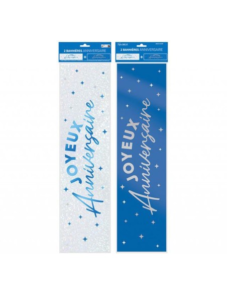 2 bannières couleur Joyeux Anniversaire 60cm déco de salle