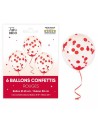 6 ballons confettis couleur avec rubans