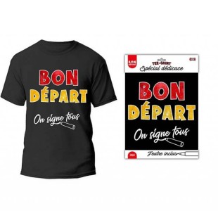 T-shirt à signer noir Bon Départ spécial dédicace feutre inclus