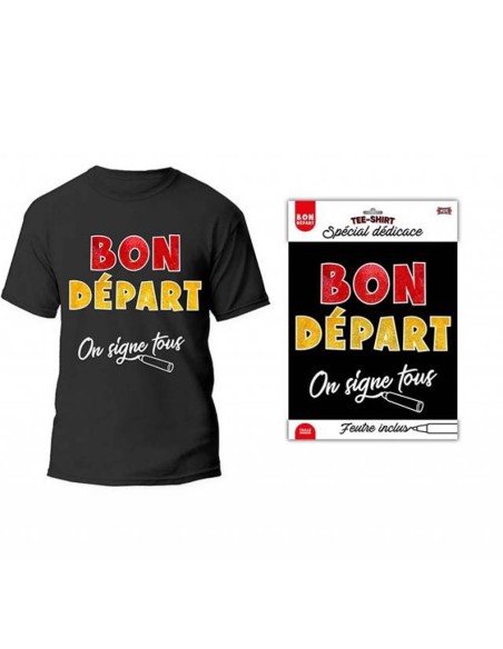 T-shirt à signer noir Bon Départ spécial dédicace feutre inclus