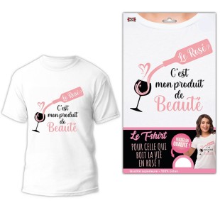 T-shirt humoristique le rosé c'est mon produit de beauté