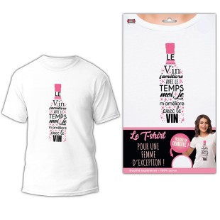 T-shirt humoristique le vin s'améliore avec le temps