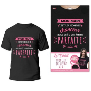 T-shirt noir humoristique  mon mari est un homme chanceux