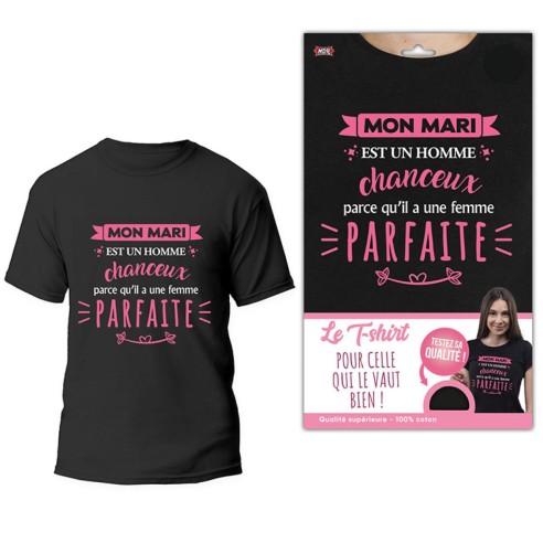 T-shirt noir humoristique  mon mari est un homme chanceux