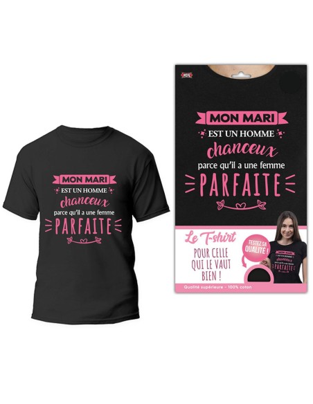 T-shirt noir humoristique  mon mari est un homme chanceux