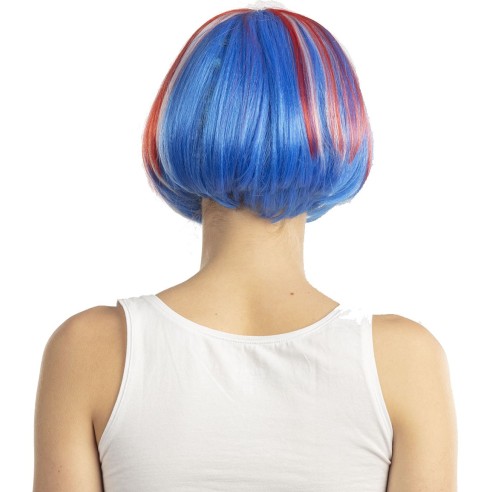Perruque France tricolore bleu blanc rouge pour supporter sportif