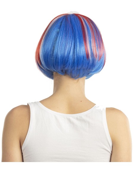 Perruque France tricolore bleu blanc rouge pour supporter sportif