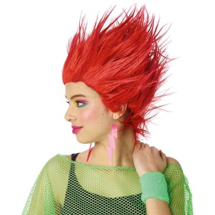 Perruque rouge Electric Shock avec coupe en pétard ébouriffé