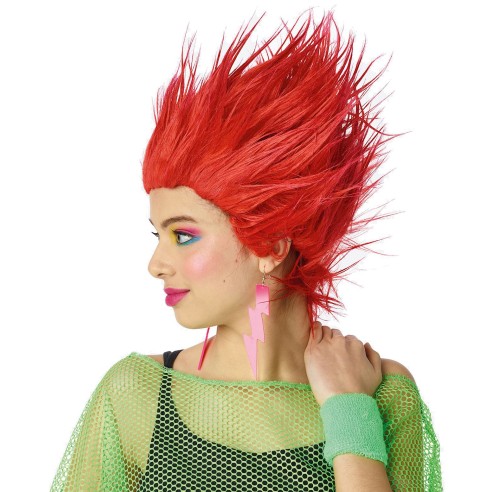 Perruque rouge Electric Shock avec coupe en pétard ébouriffé