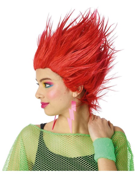 Perruque rouge Electric Shock avec coupe en pétard ébouriffé