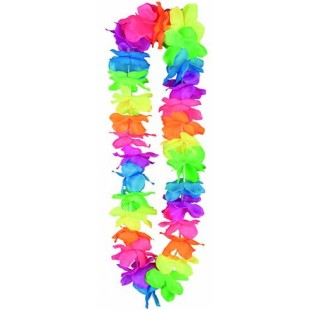 Collier Hawaï fleurs fluos multicolores pour une fête tropicale