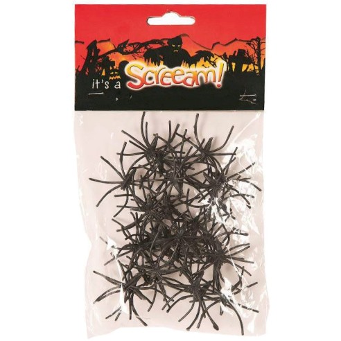 Sachet de 30 petites araignées noires pour décoration Halloween