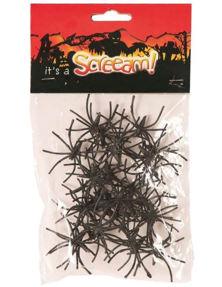 Sachet de 30 petites araignées noires pour décoration Halloween