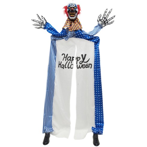 Décoration animée, lumineuse et sonore clown géant entrée de porte