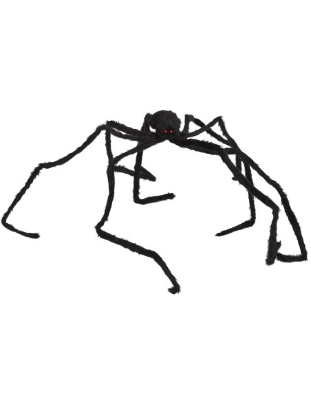 Araignée géante noire et poilue modulable pour déco Halloween