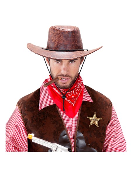 Etoile de sheriff métal doré pour déguisement thème Far-West