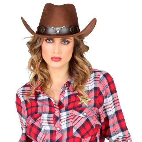 Etoile de sheriff métal doré pour déguisement thème Far-West