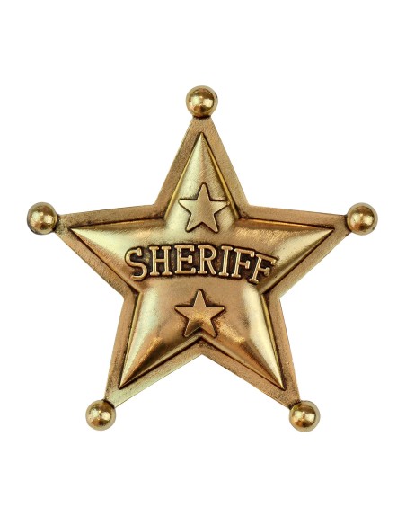 Etoile de sheriff métal doré pour déguisement thème Far-West