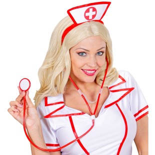 Stéthoscope de médecin rouge pour déguisement infirmière sexy 2