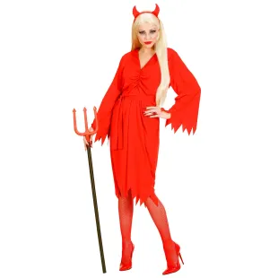 Déguisement de diablesse rouge avec robe et cornes de diable