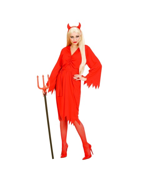 Déguisement de diablesse rouge avec robe et cornes de diable