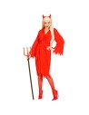 Déguisement de diablesse rouge avec robe et cornes de diable