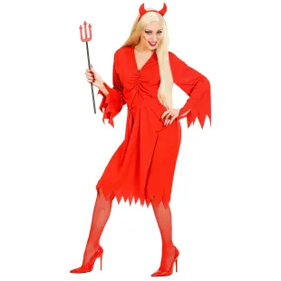 Déguisement de diablesse rouge avec robe et cornes de diable 2