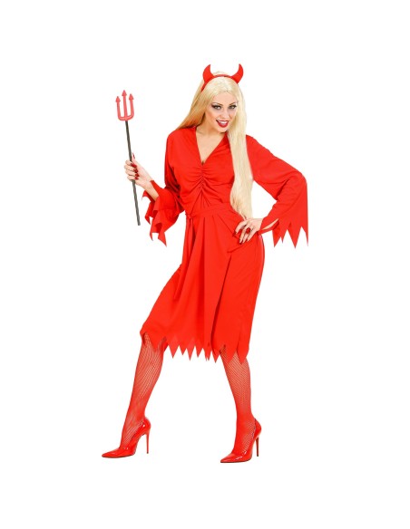Déguisement de diablesse rouge avec robe et cornes de diable