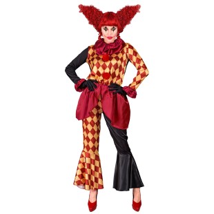 Déguisement clown arlequin pour femme coloré costume de cirque