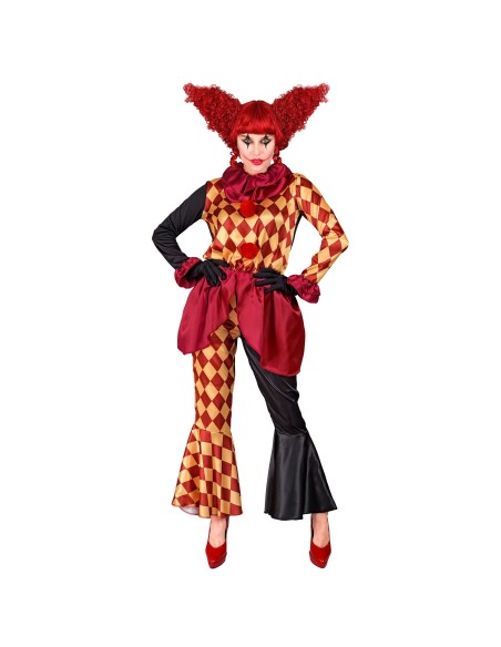 Déguisement clown arlequin pour femme coloré costume de cirque