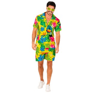 Déguisement des îles summer party avec chemise et short motif tropical