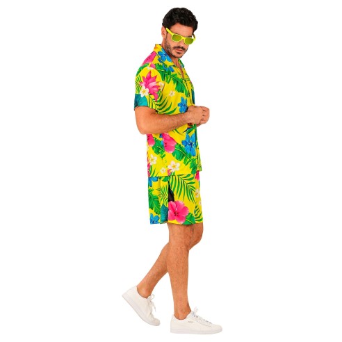 Déguisement des îles summer party avec chemise et short motif tropical