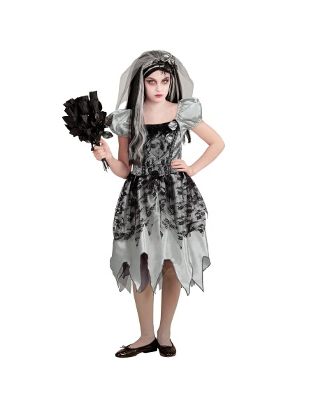 Déguisement robe de mariée enfant avec motifs pour Halloween
