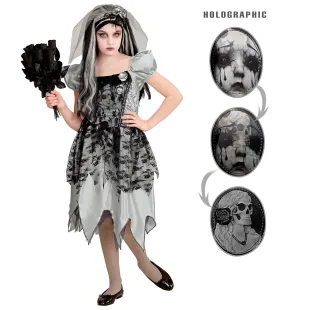 Déguisement robe de mariée enfant avec motifs pour Halloween 2