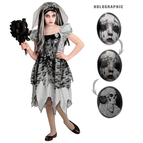 Déguisement robe de mariée enfant avec motifs pour Halloween