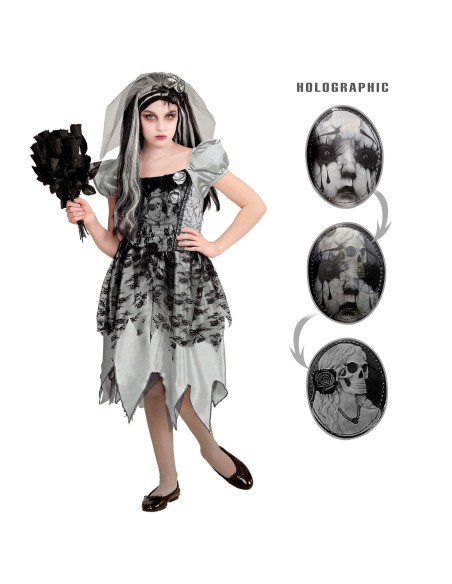 Déguisement robe de mariée enfant avec motifs pour Halloween