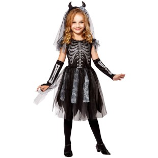Déguisement robe de squelette mariée pour enfant en soirée Halloween