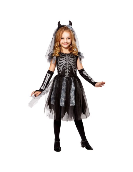 Déguisement robe de squelette mariée pour enfant en soirée Halloween