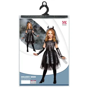 Déguisement robe de squelette mariée pour enfant en soirée Halloween 2